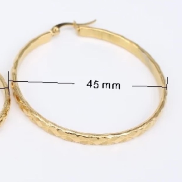 NEW 18K Yellow Gold Hoop Earrings - Picture 6 of 6